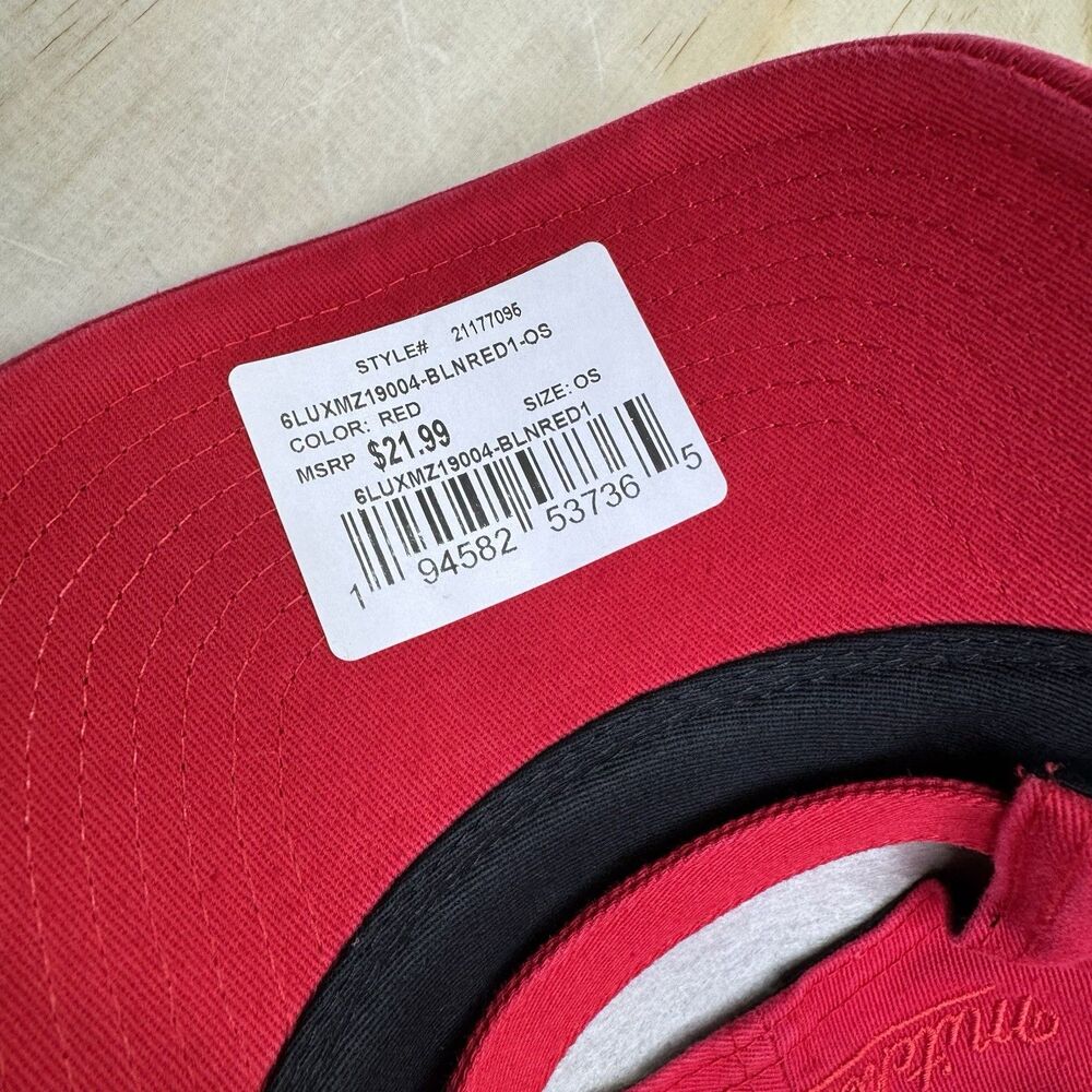New Mitchell Ness Blank Basic Dad Hat Cap Red Adj… - image 4